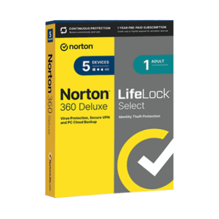 Norton 360 Deluxe with LifeLock Select – 1 Year / 5 Devices