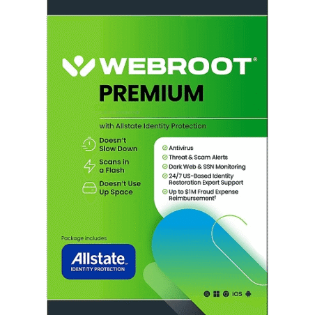 Webroot Premium with Allstate Identity Protection – 1 Year / 5 Devices Webroot Premium with Allstate Identity Protection – 1 Year / 5 Devices